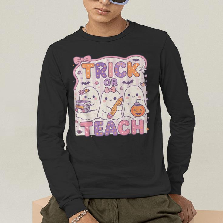 Trick Or Teach Retro Halloween Teacher Look Men's Long Sleeve T-Shirt, funny gift Trick Or Teach Retro Halloween Teacher Look Men's Long Sleeve T-Shirt, funny gift