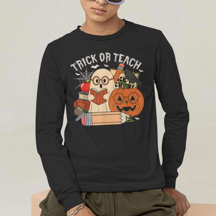 Trick Or Teach Retro Halloween Teacher Women Men Costume Men's Long Sleeve T-Shirt, funny gift Trick Or Teach Retro Halloween Teacher Women Men Costume Men's Long Sleeve T-Shirt, funny gift