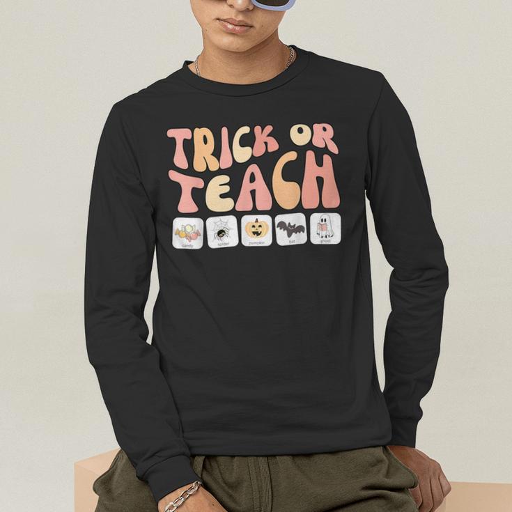Trick Or Teach With Symbols Special Education Teacher Spooky Men's Long Sleeve T-Shirt, funny gift
