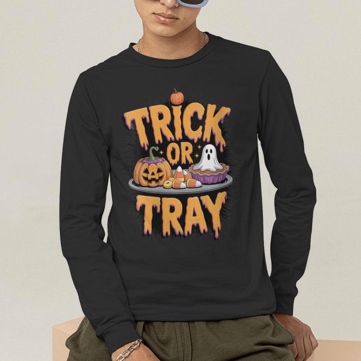 Trick Or Tray Halloween Cafeteria Teacher School Men's Long Sleeve T-Shirt, funny gift