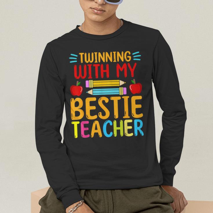 Twinning With My Bestie Teacher Boy Spirit Week Twin Day Men's Long Sleeve T-Shirt, funny gift