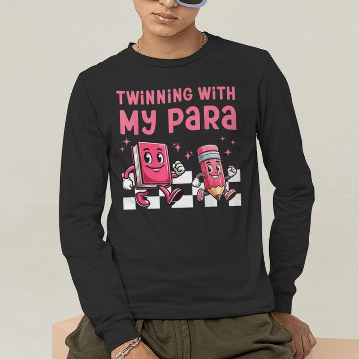 Twinning With My Para Teacher Matching Paraprofessional 70s For Men Women Men's Long Sleeve T-Shirt, funny gift