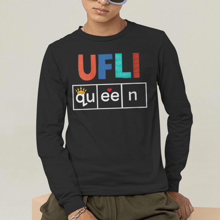 UFLI Queen Science Of Reading Literacy Teacher Appreciation Men's Long Sleeve T-Shirt, funny gift