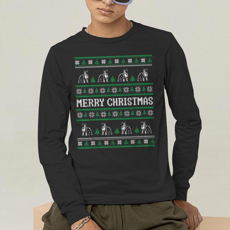 Ugly Sweater Boston Terrier Dog Christmas Dog Lover Xmas Men Women Kids Men's Long Sleeve T-Shirt, funny gift
