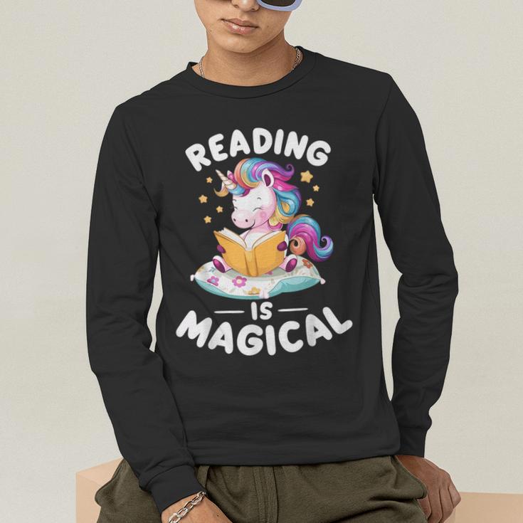 Unicorn Teacher Reading Is Magical Book Men's Long Sleeve T-Shirt, funny gift