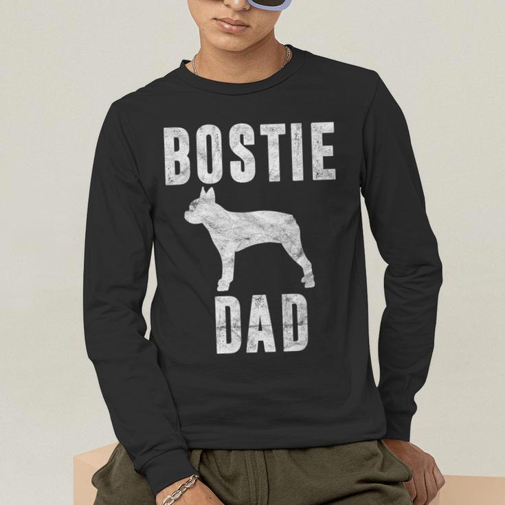 Vintage Boston Terrier Dad Dog Daddy Bostie Father Men's Long Sleeve T-Shirt, funny gift