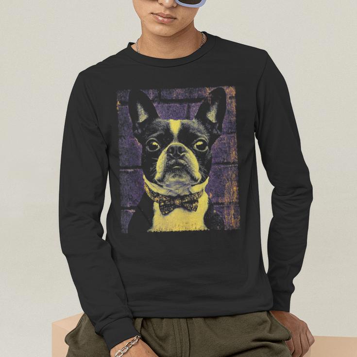 Vintage Boston Terrier Dog Men's Long Sleeve T-Shirt, funny gift