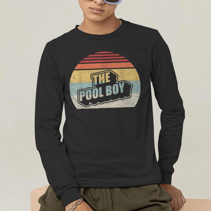 Vintage Retro The Pool Boy Men's Long Sleeve T-Shirt, funny gift