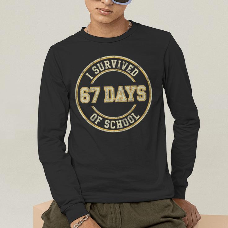Vintage I Survived 67 Days Of School Teachers Students Men's Long Sleeve T-Shirt, funny gift Vintage I Survived 67 Days Of School Teachers Students Men's Long Sleeve T-Shirt, funny gift