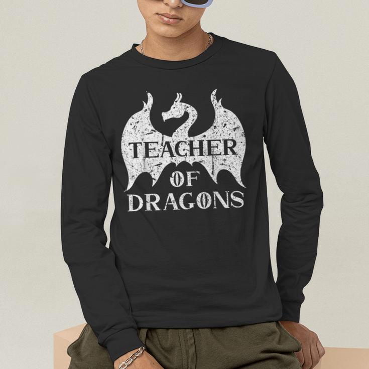 Vintage Teacher Of Dragons Quotes Teacher Student Men's Long Sleeve T-Shirt, funny gift