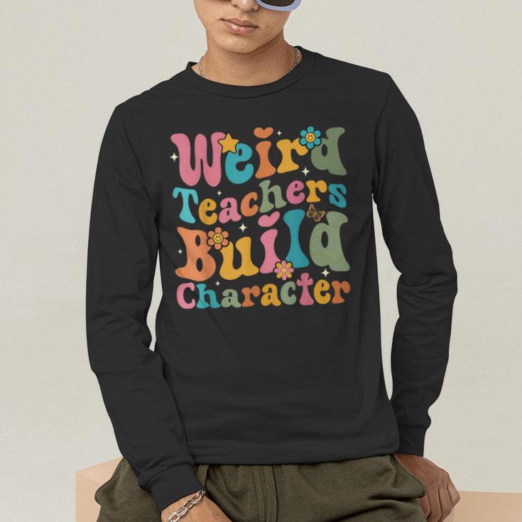 Vintage Teacher Sayings Weird Teachers Build Character For Men Women Men's Long Sleeve T-Shirt, funny gift Vintage Teacher Sayings Weird Teachers Build Character For Men Women Men's Long Sleeve T-Shirt, funny gift