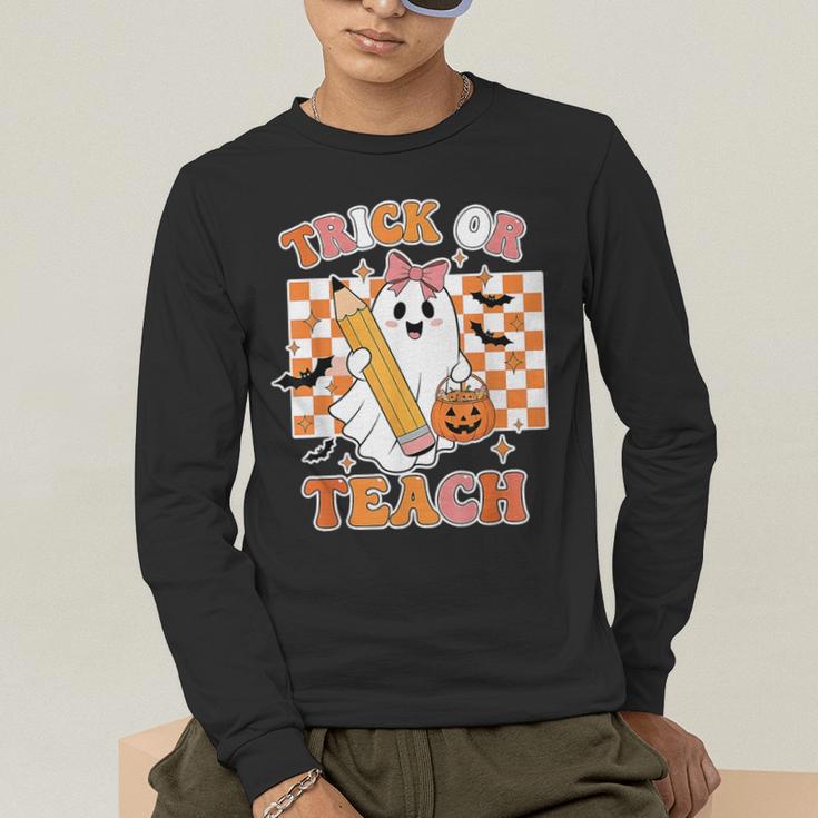 Vintage Teacher Shirt Women Trick Or Teach Halloween Men's Long Sleeve T-Shirt, funny gift Vintage Teacher Shirt Women Trick Or Teach Halloween Men's Long Sleeve T-Shirt, funny gift