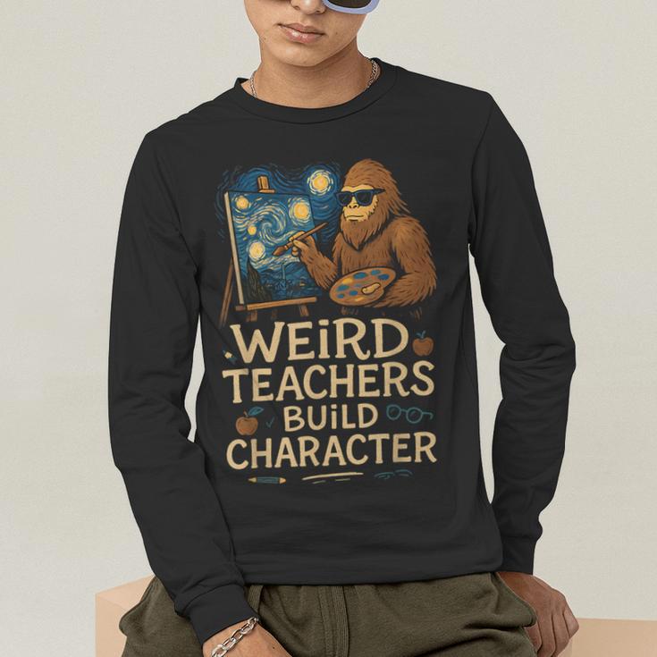 Weird Teachers Build Character Van Bigfoot Art Men's Long Sleeve T-Shirt, funny gift Weird Teachers Build Character Van Bigfoot Art Men's Long Sleeve T-Shirt, funny gift
