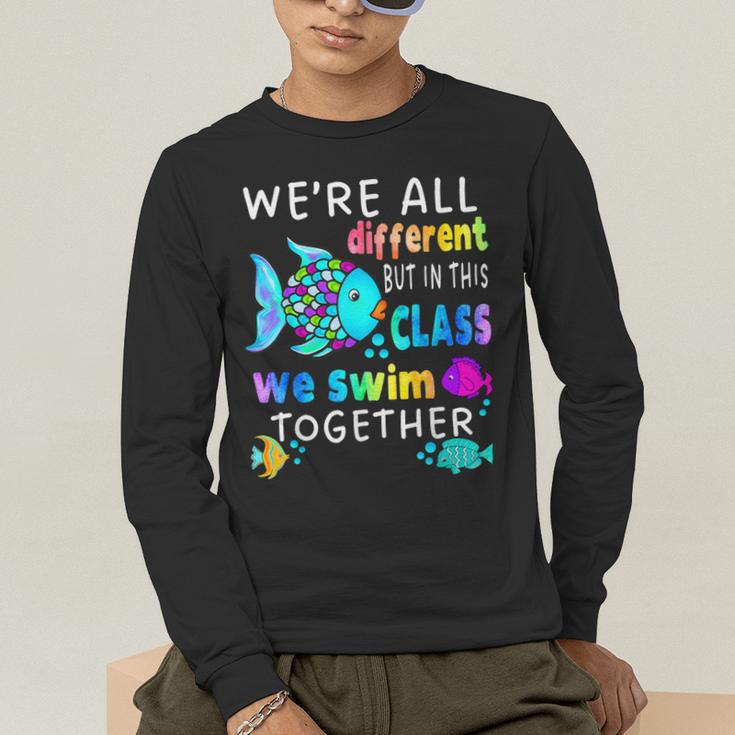 We'Re All Different But We Swim Together Elementary Teacher Men's Long Sleeve T-Shirt, funny gift We'Re All Different But We Swim Together Elementary Teacher Men's Long Sleeve T-Shirt, funny gift