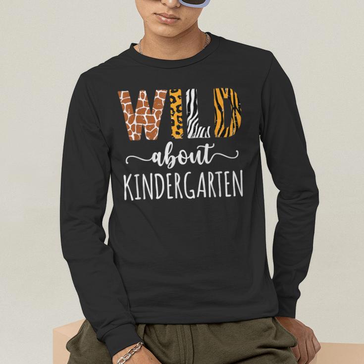 Wild About Kindergarten Teacher Leopard Print Men's Long Sleeve T-Shirt, funny gift Wild About Kindergarten Teacher Leopard Print Men's Long Sleeve T-Shirt, funny gift