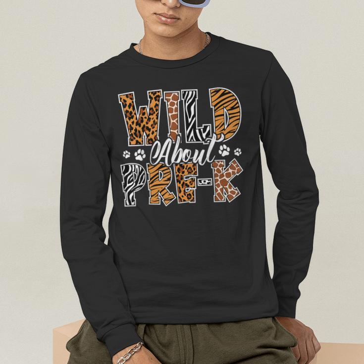 Wild About Pre-K Teacher Student First Day Of Kindergarten Men's Long Sleeve T-Shirt, funny gift