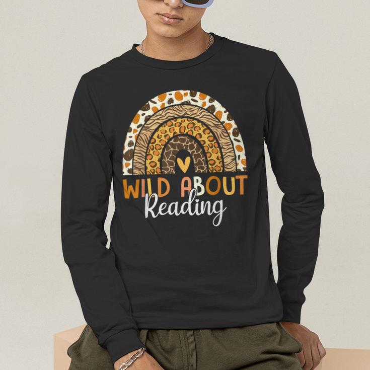 Wild About Reading Teacher Back To School Leopard Rainbow Men's Long Sleeve T-Shirt, funny gift Wild About Reading Teacher Back To School Leopard Rainbow Men's Long Sleeve T-Shirt, funny gift