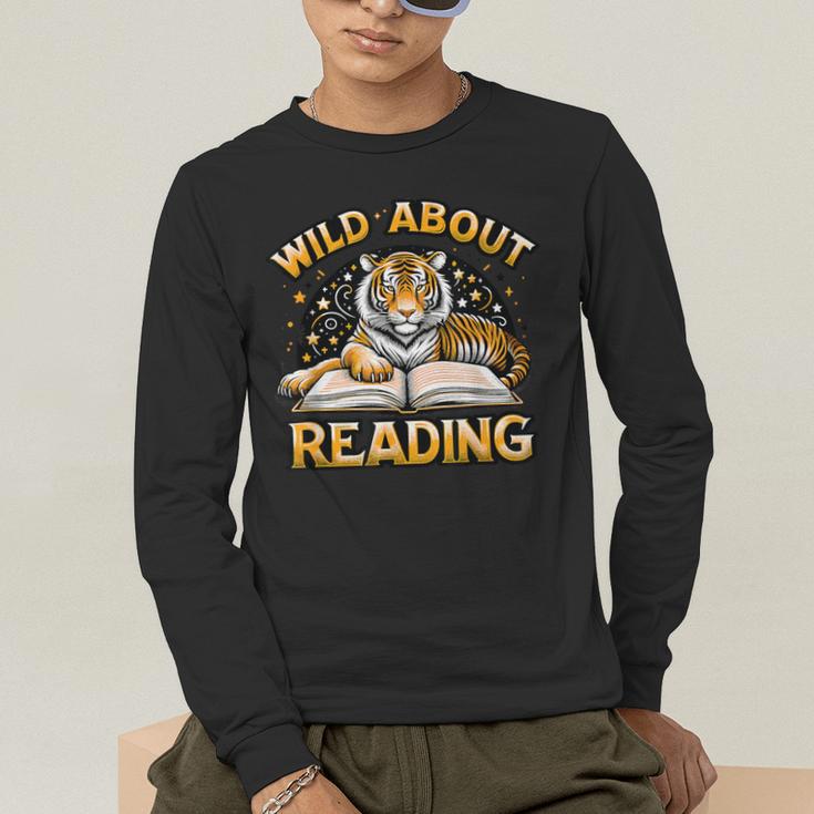 Wild About Reading Tiger For Teachers & Students Men's Long Sleeve T-Shirt, funny gift Wild About Reading Tiger For Teachers & Students Men's Long Sleeve T-Shirt, funny gift