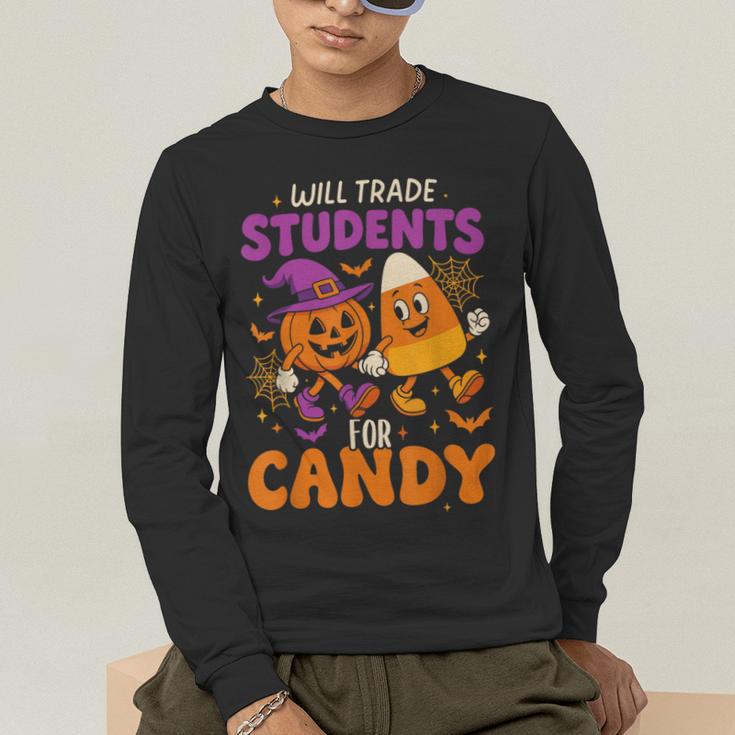 Will Trade Students For Candy Shirt Fun Candy Corn Teacher Men's Long Sleeve T-Shirt, funny gift Will Trade Students For Candy Shirt Fun Candy Corn Teacher Men's Long Sleeve T-Shirt, funny gift