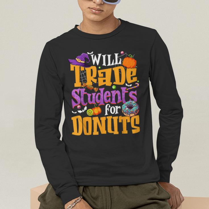 Will Trade Students For Donuts Halloween Teacher Men's Long Sleeve T-Shirt, funny gift Will Trade Students For Donuts Halloween Teacher Men's Long Sleeve T-Shirt, funny gift