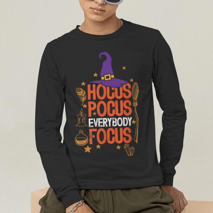 Witchy Halloween Hocus Pocus Everybody Focus Teacher Pumpkin Men's Long Sleeve T-Shirt, funny gift Witchy Halloween Hocus Pocus Everybody Focus Teacher Pumpkin Men's Long Sleeve T-Shirt, funny gift