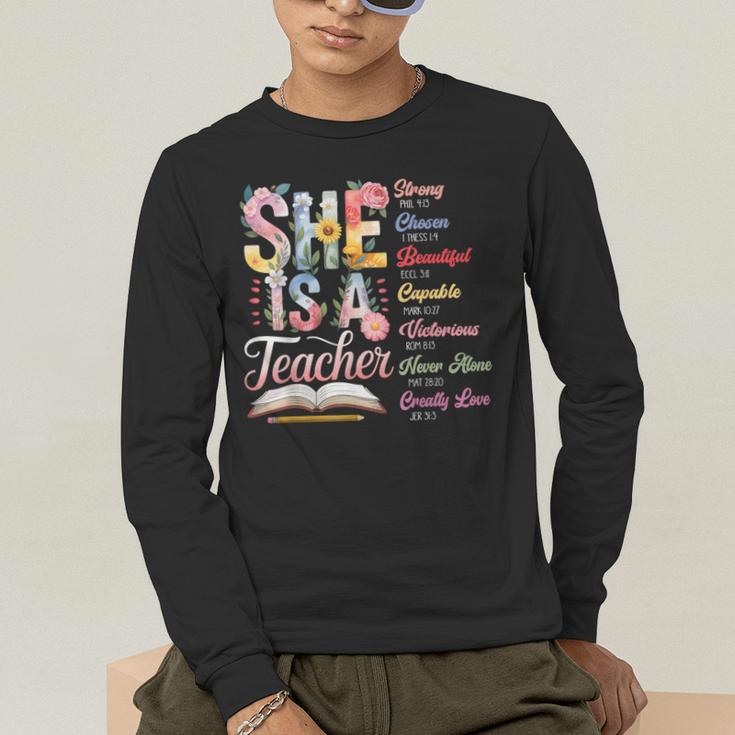 Women Bible Verse Christian Teacher God Says Back To School Men's Long Sleeve T-Shirt, funny gift Women Bible Verse Christian Teacher God Says Back To School Men's Long Sleeve T-Shirt, funny gift