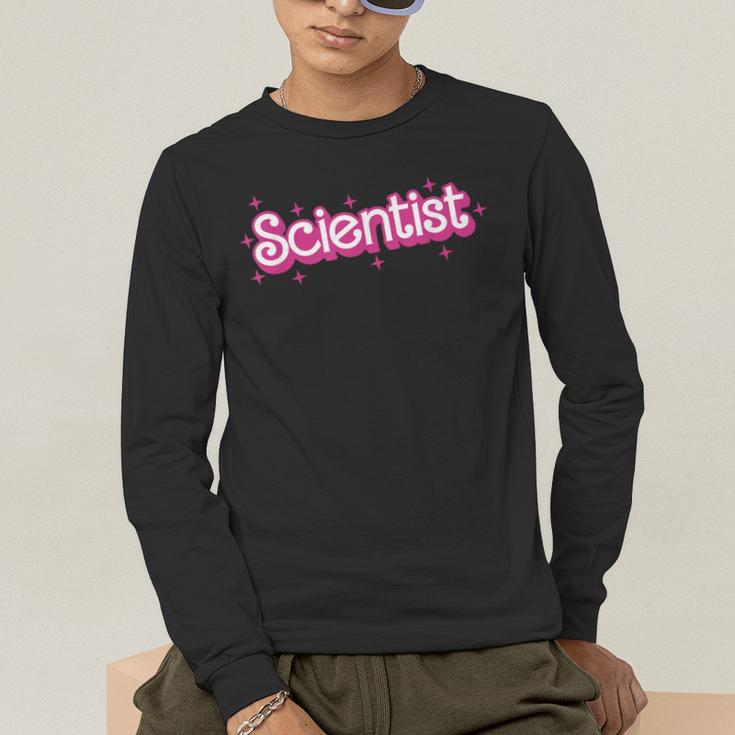 Women Retro Pink Scientist Science Teacher Back To School Men's Long Sleeve T-Shirt, funny gift