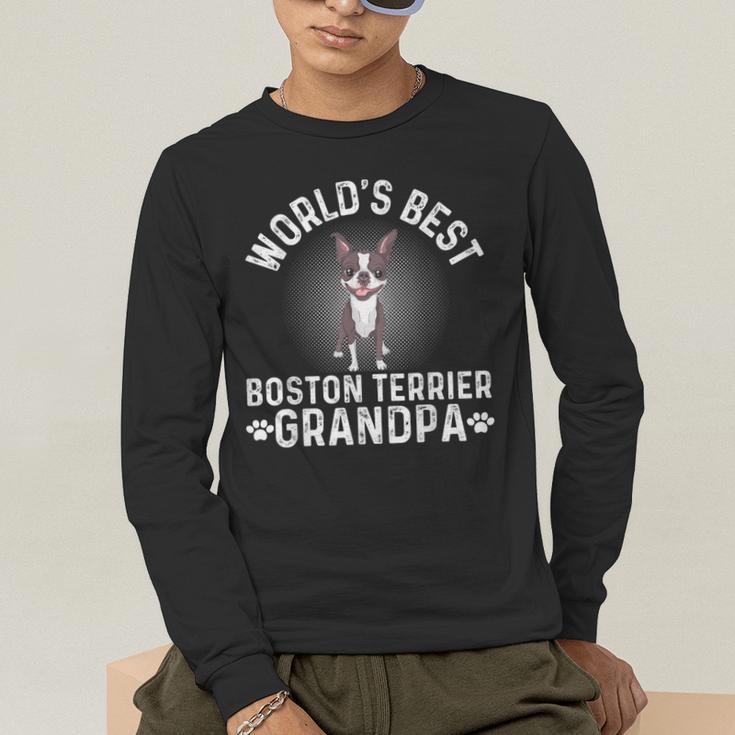 World's Best Boston Terrier Grandpa Dog Grandfather For Men Women Girls Kids Men's Long Sleeve T-Shirt, funny gift