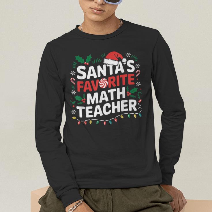 Xmas Lighting Santa's Favorite Math Teacher Christmas Men's Long Sleeve T-Shirt, funny gift Xmas Lighting Santa's Favorite Math Teacher Christmas Men's Long Sleeve T-Shirt, funny gift