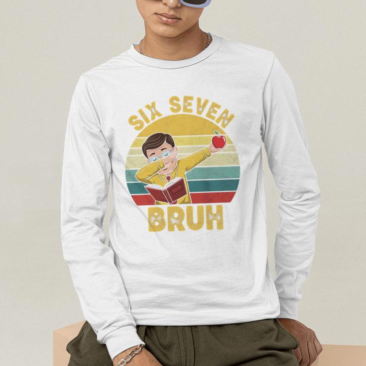 67 Meme Six Seven Bruh Retro Dabbing Teacher School Men's Long Sleeve T-Shirt, funny gift 67 Meme Six Seven Bruh Retro Dabbing Teacher School Men's Long Sleeve T-Shirt, funny gift