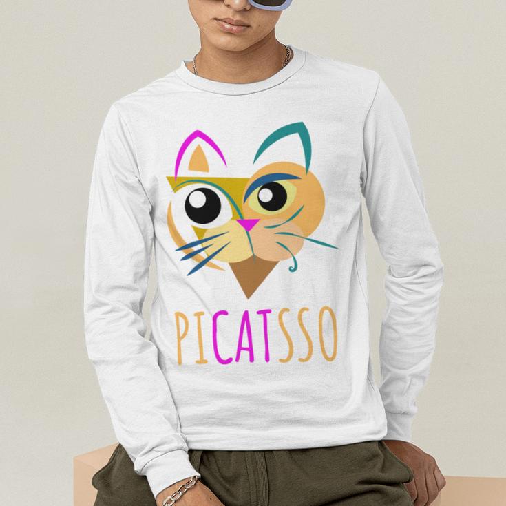 Abstract Cat Art Picatsso Shirt For Art Teachers Men's Long Sleeve T-Shirt, funny gift