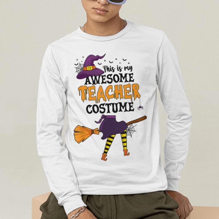 This Is My Awesome Teacher Costume Halloween Witch Men's Long Sleeve T-Shirt, funny gift