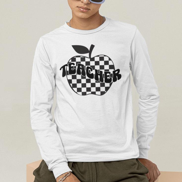 Back To School Checkered Apple Teacher Checkerboard Teacher For Men Women Girls Kids Men's Long Sleeve T-Shirt, funny gift Back To School Checkered Apple Teacher Checkerboard Teacher For Men Women Girls Kids Men's Long Sleeve T-Shirt, funny gift