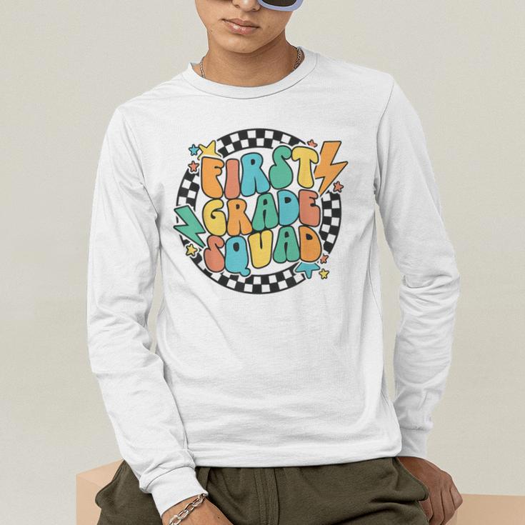 Back To School Groovy Teacher 1st First Grade Crew Squad Men's Long Sleeve T-Shirt, funny gift Back To School Groovy Teacher 1st First Grade Crew Squad Men's Long Sleeve T-Shirt, funny gift
