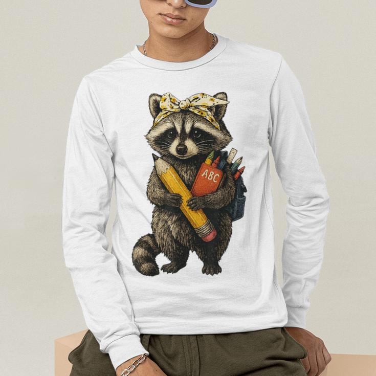 Back To School Raccoon Teachers Student Kids Men's Long Sleeve T-Shirt, funny gift