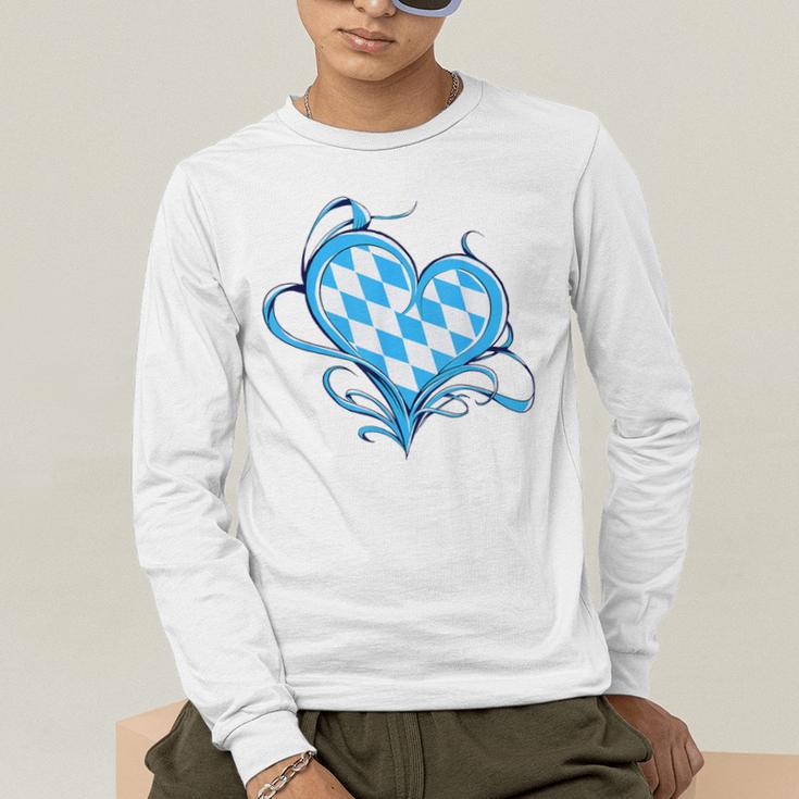 Bavarian Flag As Heart Blue Diamond Bavaria Men's Long Sleeve T-Shirt, funny gift