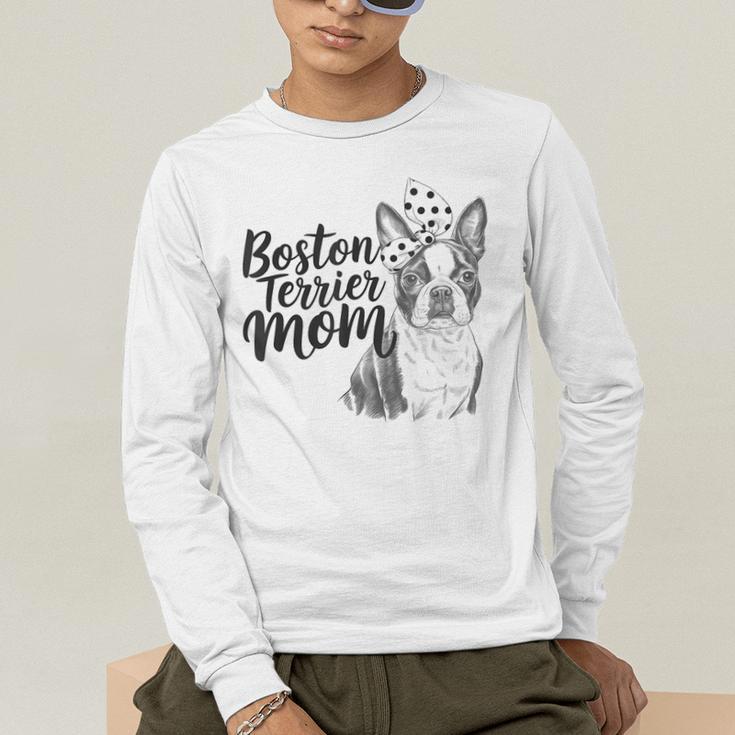 Boston Terrier Dog Bostie Mom Idea For Women Men's Long Sleeve T-Shirt, funny gift