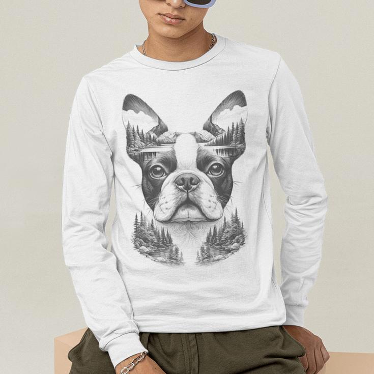 Boston Terrier Dog Bostie Nature Memorial Idea Men Women Men's Long Sleeve T-Shirt, funny gift