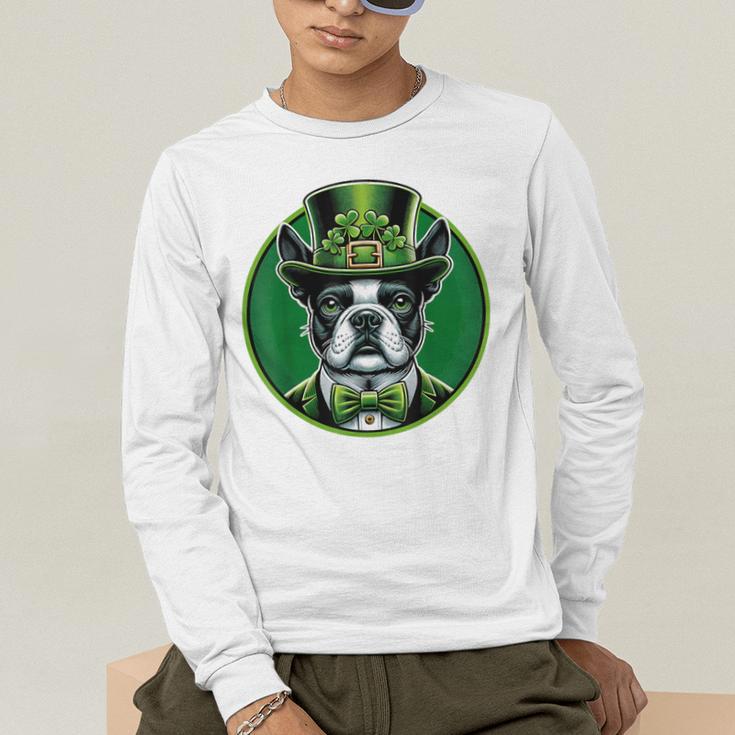 Boston Terrier Dog St Patricks Day Irish Pet Lover Men Women Kids Men's Long Sleeve T-Shirt, funny gift