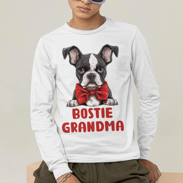 Boston Terrier Grandma Dog Lovers Puppy Bostie Owner Men's Long Sleeve T-Shirt, funny gift