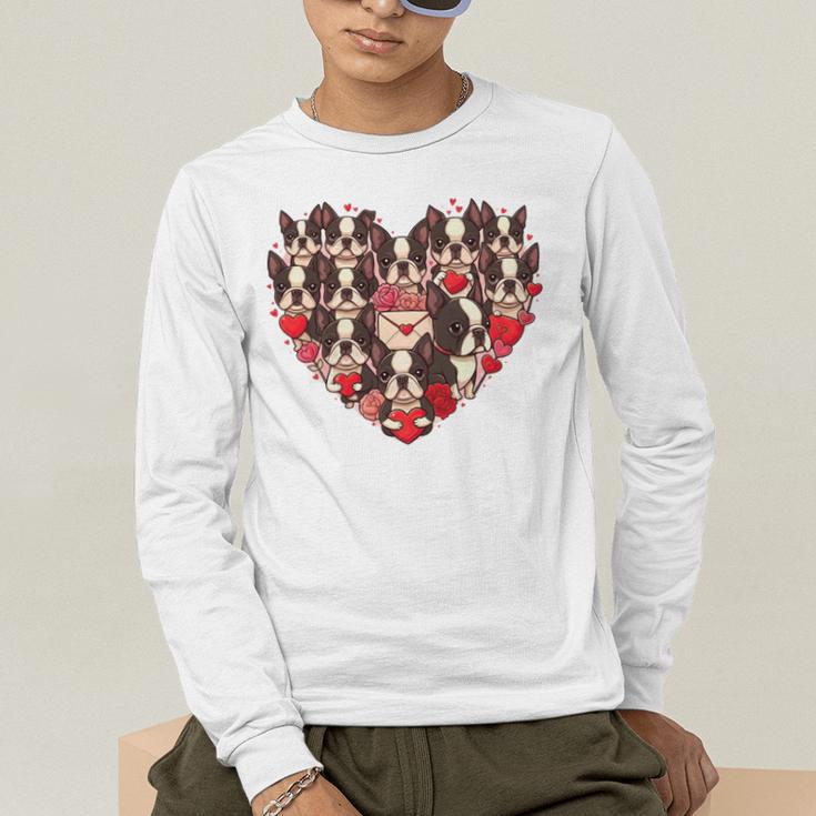 Boston Terrier Heart Valentine Boston Terrier Men's Long Sleeve T-Shirt, funny gift