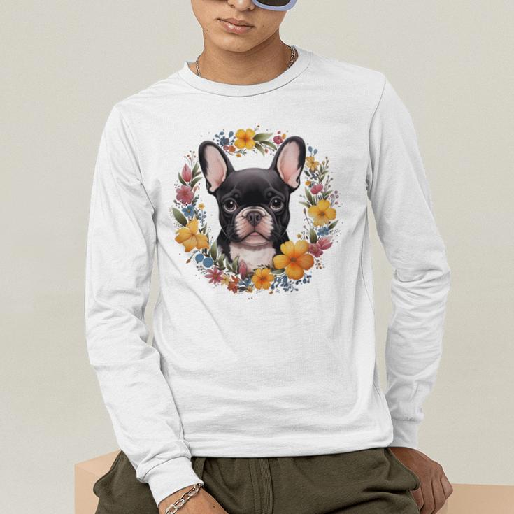 Boston Terrier Mom Floral Bostie Dog Lover Flowers Cute Men's Long Sleeve T-Shirt, funny gift