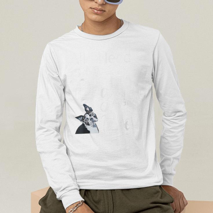 Boston Terrier Reading Books Love My Dog Men Women Kids T-Shirt Men's Long Sleeve T-Shirt, funny gift