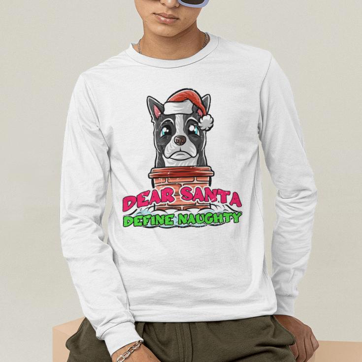 Boston Terrier Santa Claus Christmas Dog Men's Long Sleeve T-Shirt, funny gift