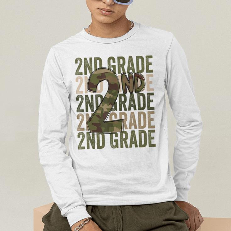 Camo Team 2nd Grade Squad Back To School Teacher Kids Boys Men's Long Sleeve T-Shirt, funny gift