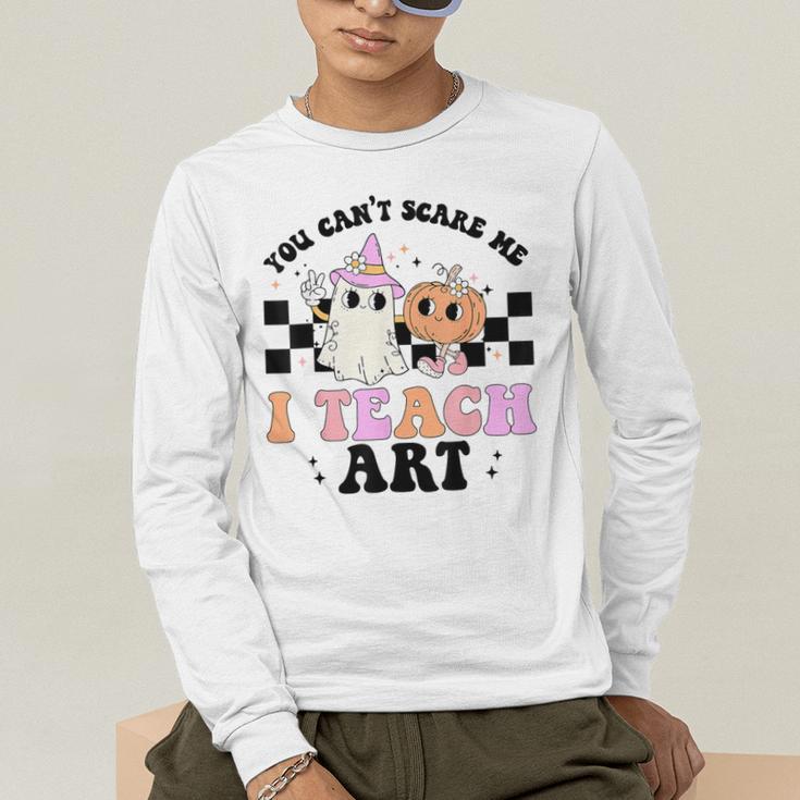 You Can't Scare Me I Teach Art Retro Teacher Ghost Halloween Men's Long Sleeve T-Shirt, funny gift You Can't Scare Me I Teach Art Retro Teacher Ghost Halloween Men's Long Sleeve T-Shirt, funny gift