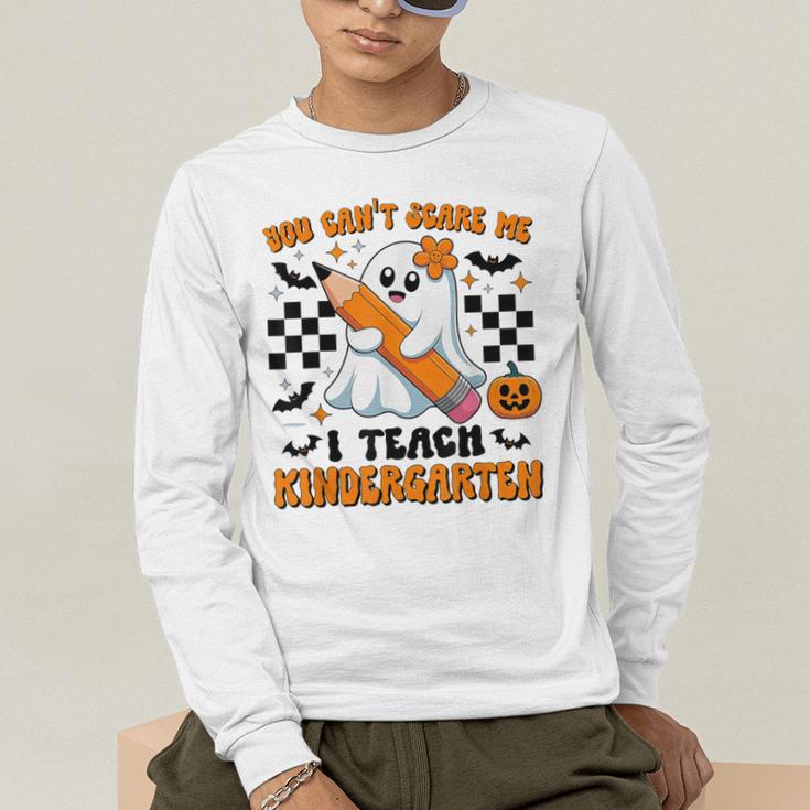 You Can't Scare Me I Teach Kindergarten Teacher Halloween Men's Long Sleeve T-Shirt, funny gift
