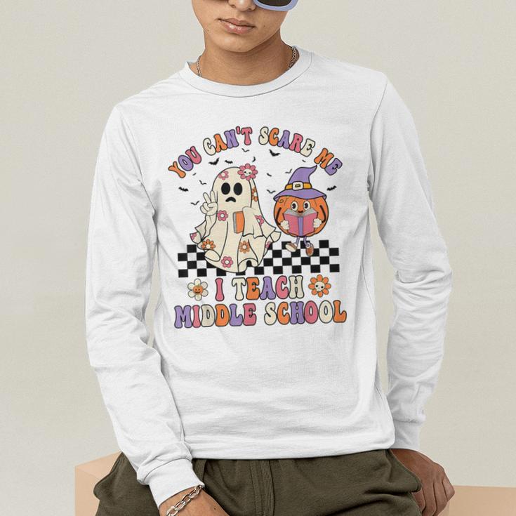 You Can't Scare Me I Teach Middle School Halloween Teacher Men's Long Sleeve T-Shirt, funny gift You Can't Scare Me I Teach Middle School Halloween Teacher Men's Long Sleeve T-Shirt, funny gift