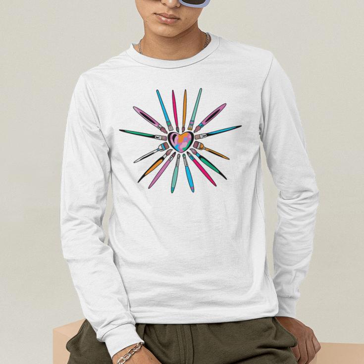 Cool Brush Heart Shape Art Teacher Paint For Artist Painter Men's Long Sleeve T-Shirt, funny gift Cool Brush Heart Shape Art Teacher Paint For Artist Painter Men's Long Sleeve T-Shirt, funny gift
