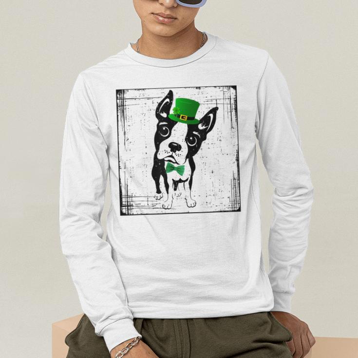 Cool Saint Patrick's Boston Terrier T Shirt For Dogs Lovers Men's Long Sleeve T-Shirt, funny gift